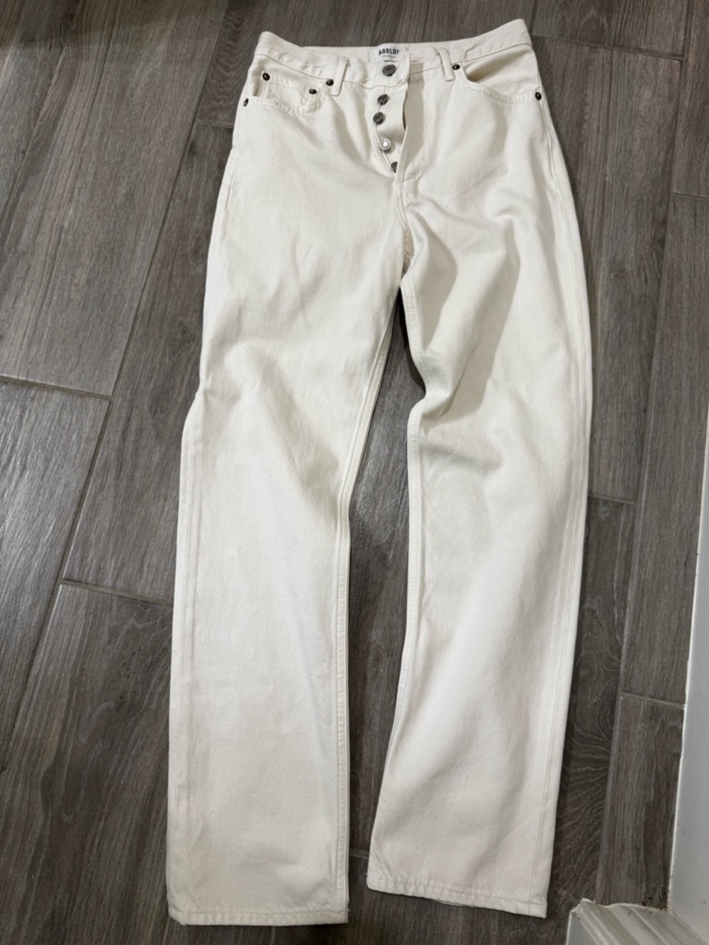 Agolde Off-White 90’s Pinch Waist Button-Up Jeans